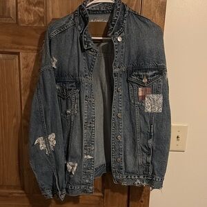 American Eagle Outfitters Floral Denim Jacket